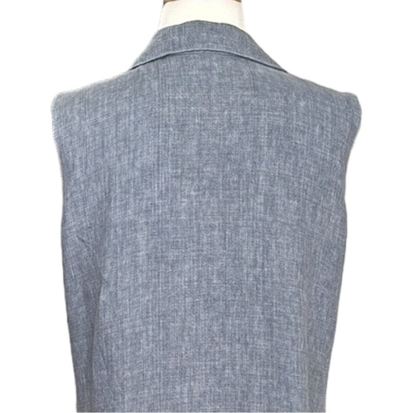 ELLEN TRACY Blue Linen Shirtdress Casual Lounge Sleeveless Button Front, Size 8 - Picture 7 of 13